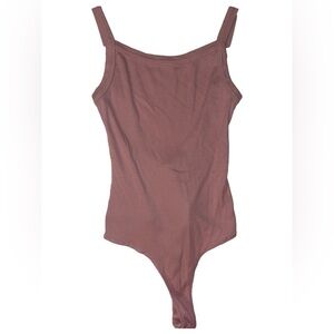 Cotten Citizen Verona Tank Bodysuit Ribbed Low Back Thong Snap Closure Pink XS